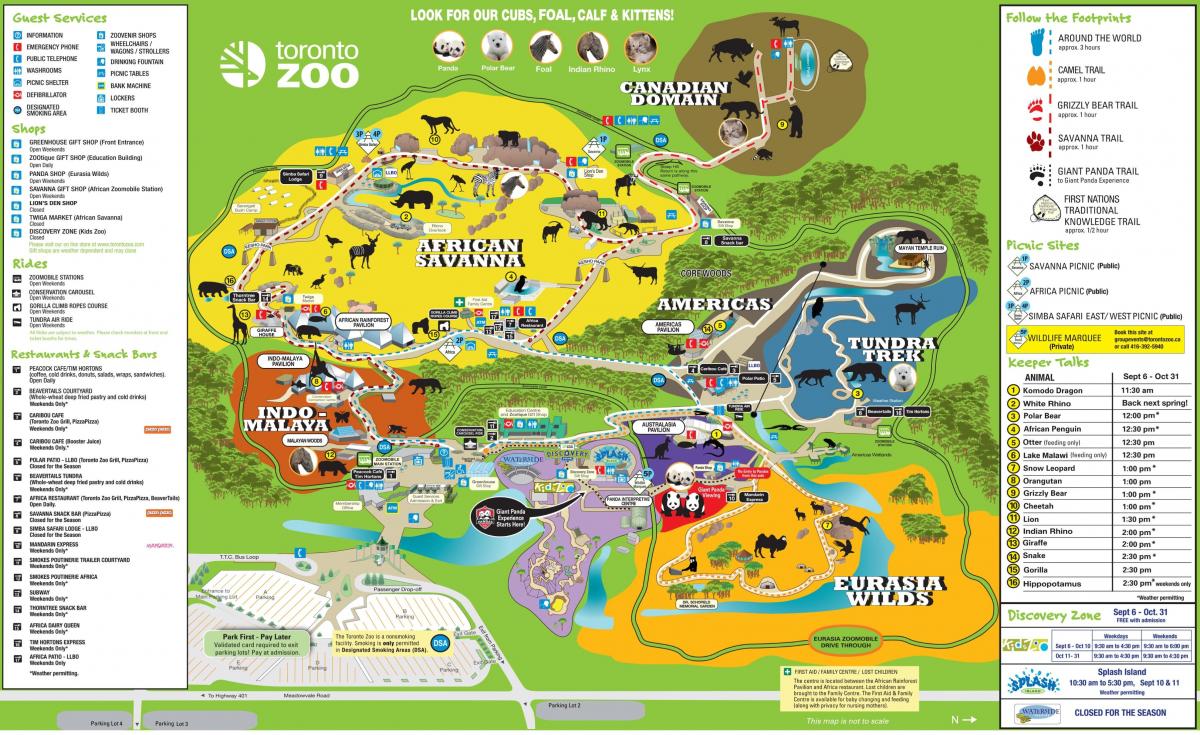 kaart van de dierentuin van Toronto
