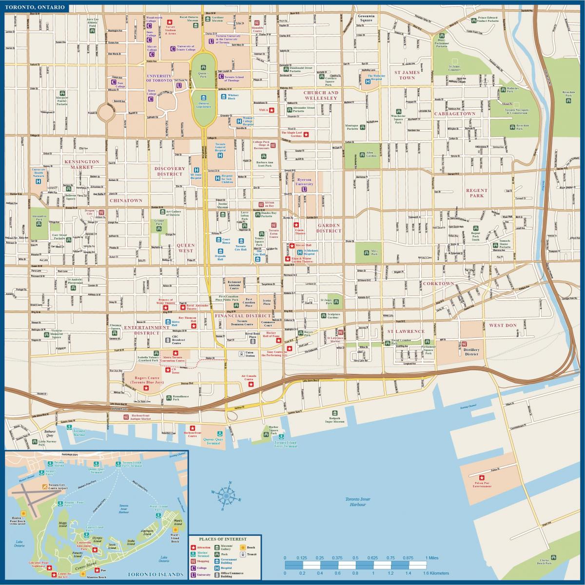 het centrum van Toronto kaart bekijken