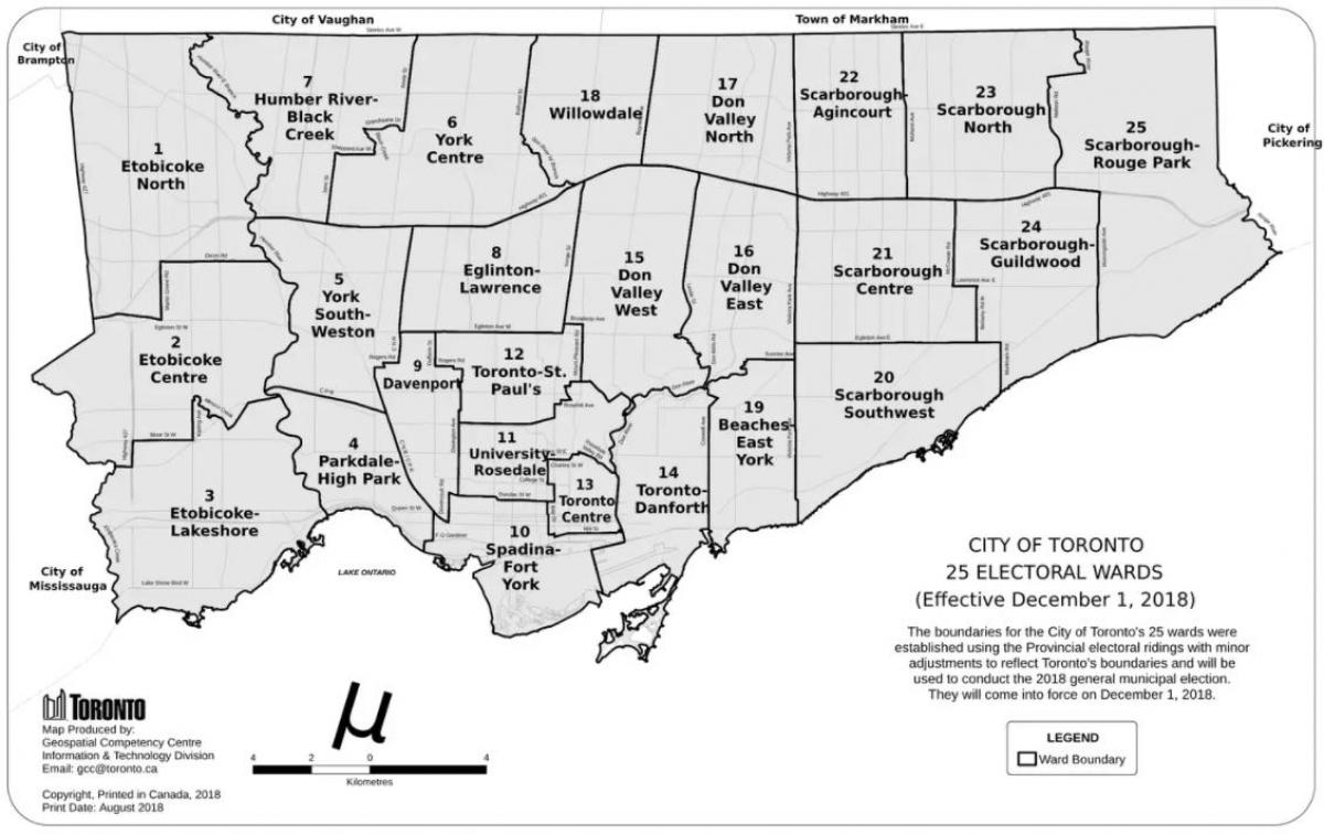 Toronto ward kaart