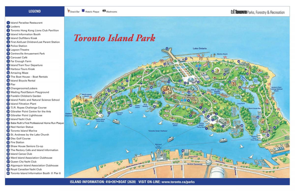 kaart van Toronto island