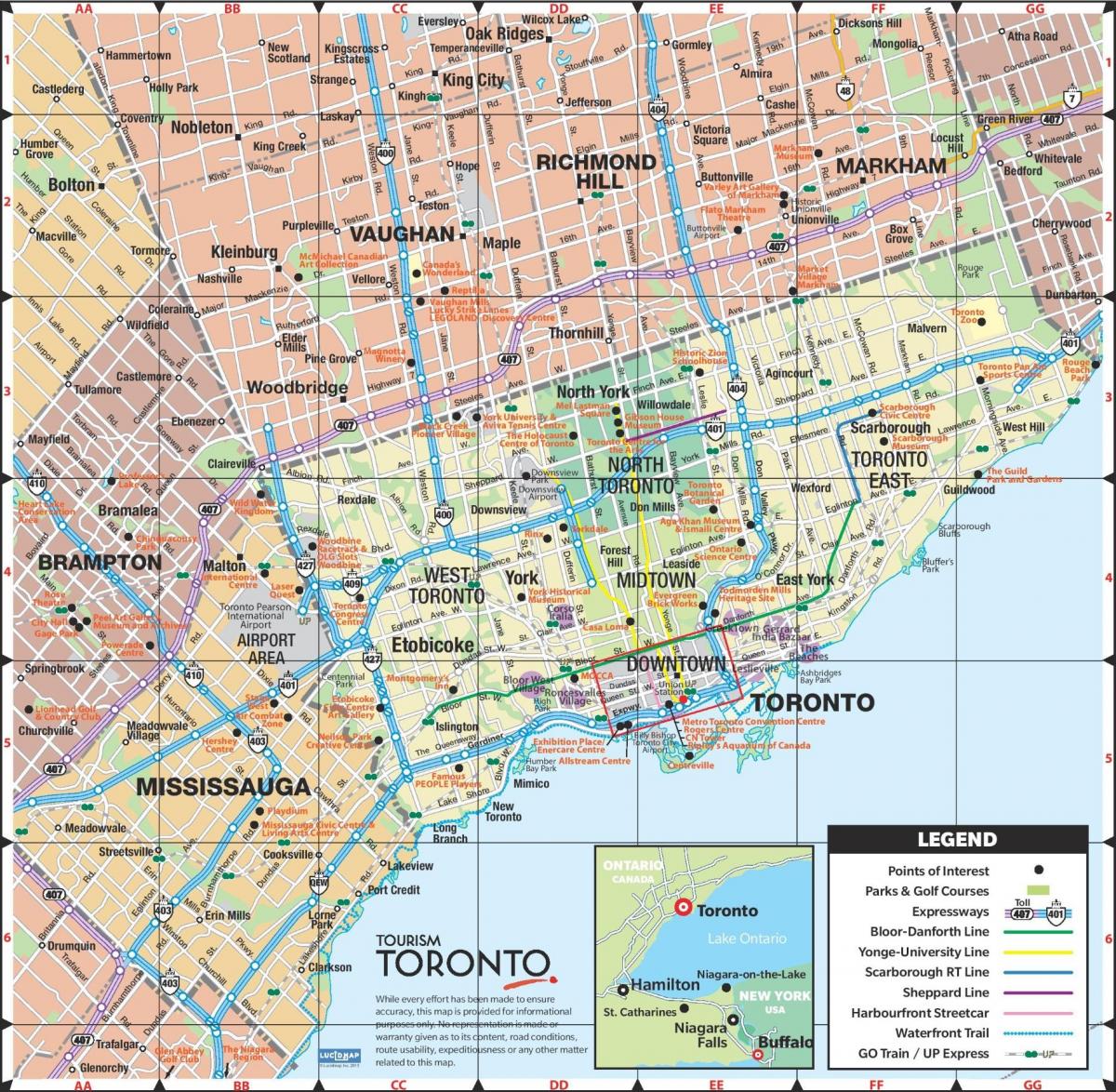 kaart van Toronto city