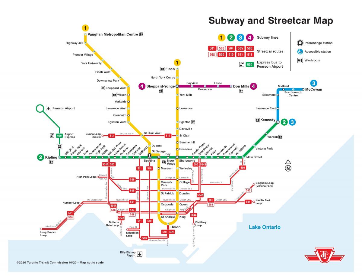 Toronto tram kaart