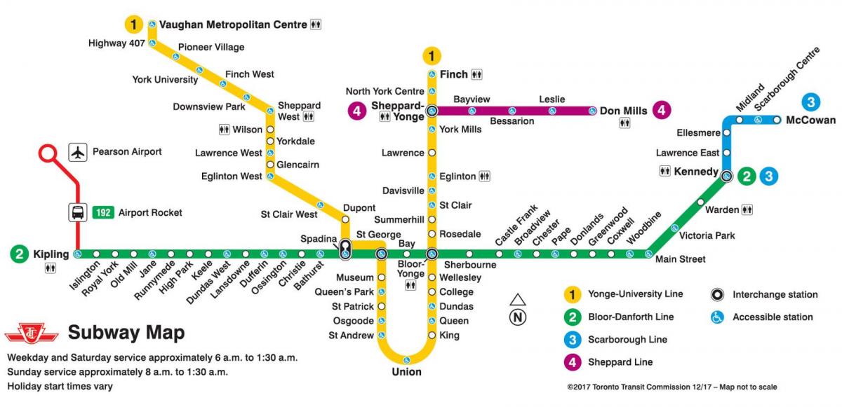Toronto metrolijn kaart