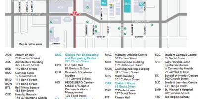 Ryerson kaart van de campus Toronto
