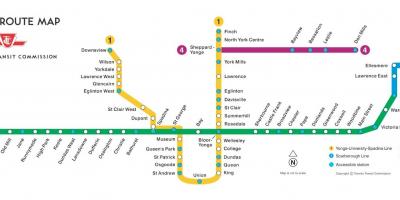 Kaart van de metro Toronto