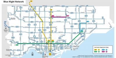 Kaart van de nacht bus Toronto
